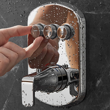 Flova Fusion GoClick Concealed Thermostatic Chrome Shower Valve - Oval Trim