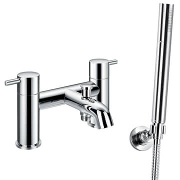 Flova Levo Contemporary Bath Shower Mixer Tap with Handset - Stick Handles