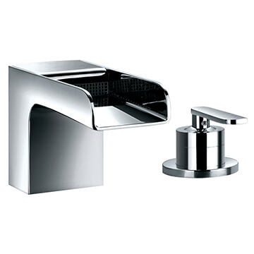 Flova Cascade Contemporary Chrome Bath Mixer Tap with Waterfall Spout - Lever Handle