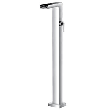 Flova Cascade Floorstanding Chrome Bath Filler Tap with Waterfall Spout - Lever Handle