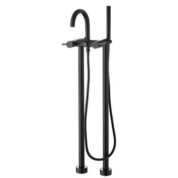 Flova Levo Matt Black Freestanding Bath Shower Mixer Tap with Kit - Stick Handles