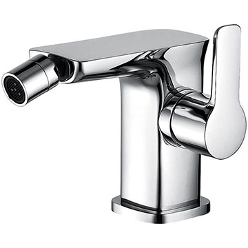 Flova Urban Contemporary Chrome Bidet Mixer Tap with Clicker Waste - Flat Handle