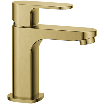 Flova Smart Brushed Brass Basin Mixer Tap with Clicker Waste - Flat Lever Handle