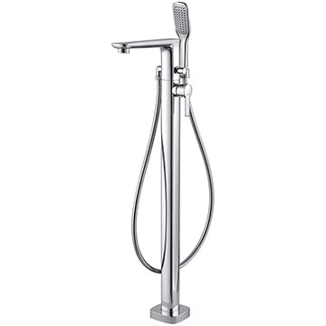 Flova Urban Square Floorstanding Chrome Bath Shower Mixer Tap - Side Action Flat Handle