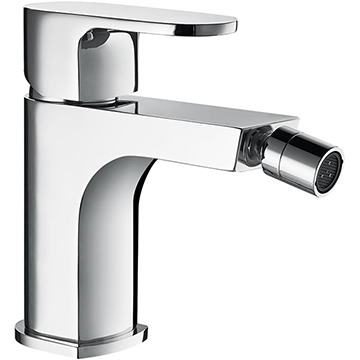 Flova Smart Contemporary Bidet Mixer Tap with Clicker Waste - Diamond Chrome Finish - Flat Handle