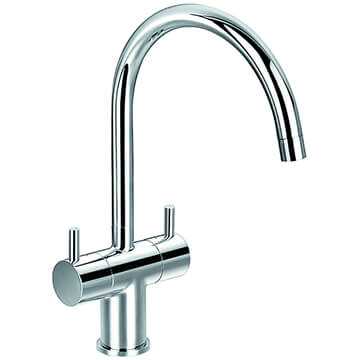 Flova Levo Chrome Kitchen Sink Mixer Tap with Swivel Spout - Stick Handles