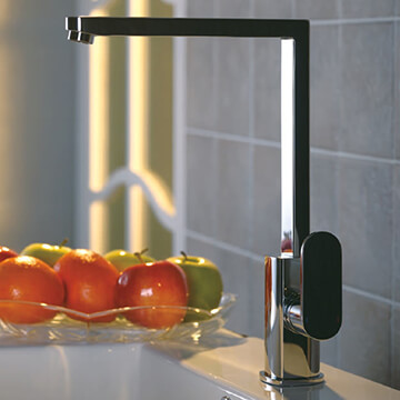 Flova Smart Chrome L-Shaped Kitchen Sink Mixer Tap with Swivel Spout - Lever Handle