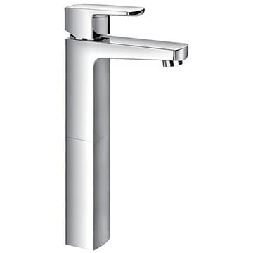 Flova Dekka Chrome Tall Basin Mixer Tap with Clicker Waste - Flat Handle and Spout