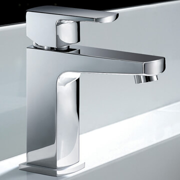 Flova Dekka Contemporary Chrome Basin Mixer Tap with Clicker Waste - Flat Handle and Spout