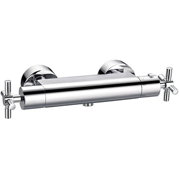 Flova XL Exposed Round Thermostatic Bar Shower Valve - Chrome - 1 Outlet - 2 Controls