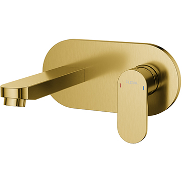 Flova Smart 2 Hole Brushed Brass Basin Mixer Tap with Concealed SmartBox - Flat Handle