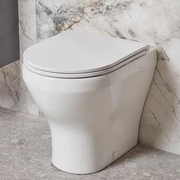 Tavistock Micra Evo Comfort Height Back To Wall Rimless WC Pan with Soft Close Seat - 360 x 490mm - Image