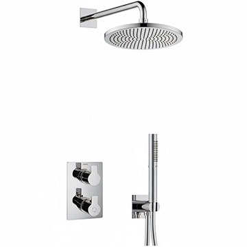 Flova Spring Chrome Concealed Thermostatic Shower Valve with Shower Head and Handset Kit