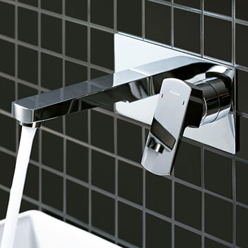 Flova Dekka 2 Hole Chrome Basin Mixer Tap with Straight Spout - Flat Handle - Image