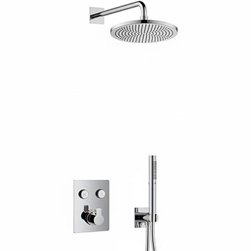 Flova Spring Chrome Concealed Thermostatic Valve with Rainshower Head and Handset Kit