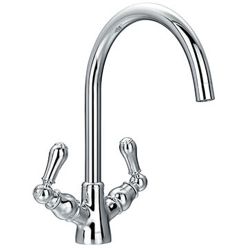 Flova Liberty Traditional Chrome Basin Mixer Tap with Swan Neck Swivel Spout