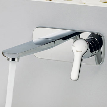 Flova Urban 2 Hole Chrome Basin Mixer Tap with Concealed SmartBOX - Flat Handle