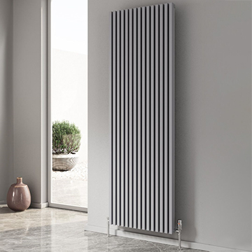 Reina Albano Vertical Flat Bar Designer Radiator with Brackets - Aluminium - 1800mm High