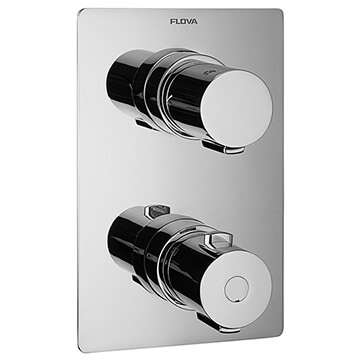 Flova Annecy Concealed Chrome Thermostatic Shower Valve - 2 Controls - Rectangular Trim