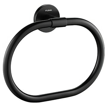 Flova Coco Contemporary Wall Mounted Matt Black Guest Towel Ring