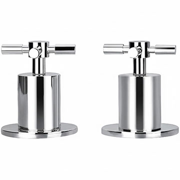 Flova XL Deck Mounted Pair of Chrome Shut Off Valves - Hot or Cold Water