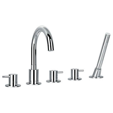 Flova Levo 5 Hole Chrome Bath Shower Mixer Tap - Stick Handles - Deck Mounted