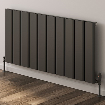 Reina Caldaro Horizontal Flat Panel Designer Radiator with Brackets - Aluminium - 600mm High