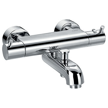 Flova Levo Thermostatic Chrome Bath Shower Mixer Tap with Diverter - Stick Handles