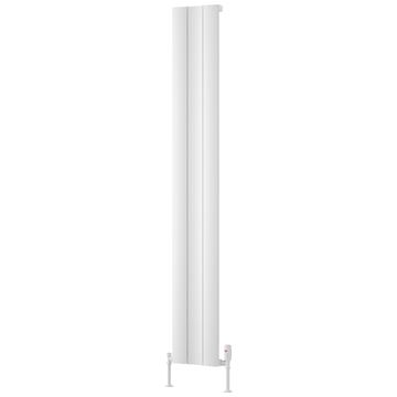 Reina Gio White Vertical Single Panel Designer Radiator with Brackets - Aluminium