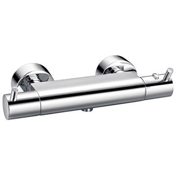 Flova Levo Exposed Round Thermostatic Bar Shower Valve - Chrome - 2 Controls