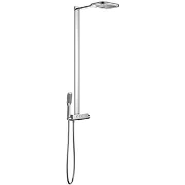 Flova Fusion Exposed Thermostatic Diamond Chrome Shower Column with Flow Control