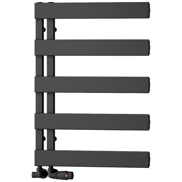 Reina Carpena Black Flat Panel Straight Heated Towel Rail - Aluminium