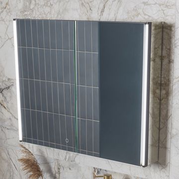 Tavistock Facade Illuminated Mirror Cabinet with Demister Pad and Shaver Socket - 2 Doors