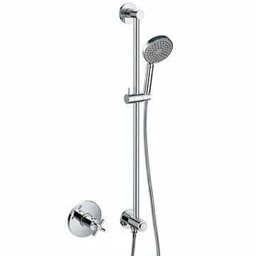 Flova XL Concealed Thermostatic Shower Valve with GOClick Slide Rail Kit - Chrome
