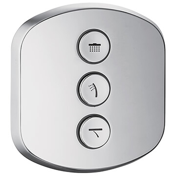 Flova Fusion Recessed Chrome Thermostatic Shower Valve - 3 Outlet - 3 Controls - Oval Trim
