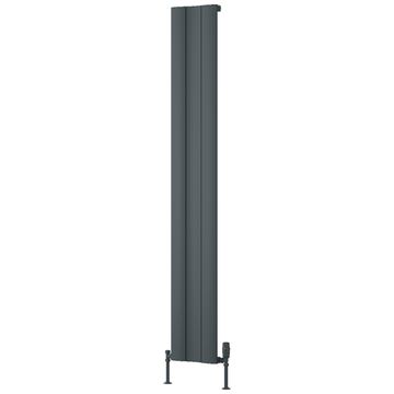 Reina Gio Anthracite Vertical Single Panel Designer Radiator with Brackets - Aluminium