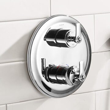 Flova Liberty Concealed Thermostatic Diamond Chrome Shower Valve with SmartBox - Round Trim - 2 Controls