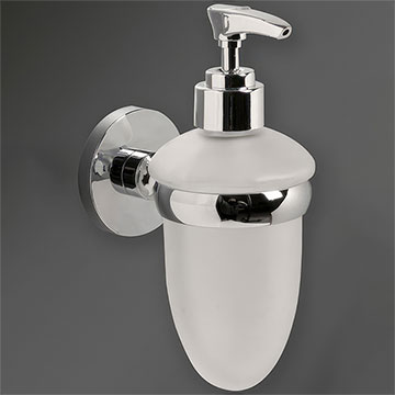Miller Lily Wall Mounted Frosted Glass Lotion Bottle with Chrome Holder