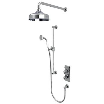 Tavistock Lansdown Traditional Thermostatic Mixer Valve with Slide Rail Kit and Fixed Head