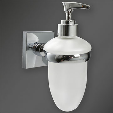 Miller Cube Wall Mounted Frosted Glass Lotion Bottle with Chrome Holder