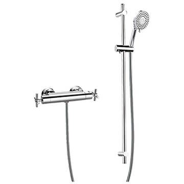 Flova XL Slide Rail Shower Kit with Thermostatic Bar Valve - 2 Controls