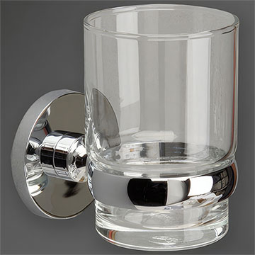 Miller Lily Wall Mounted Clear Glass Tumbler and Chrome Holder