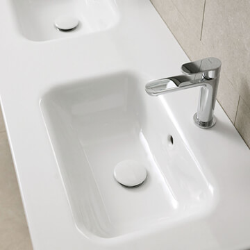 Miller Edge Rectangular Double Bowl Ceramic Basin