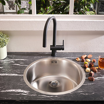 Reginox New York Stainless Steel Round Kitchen Sink - 1 Bowl - 463 x 463mm