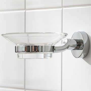 Miller Bond Clear Glass Soap Tray with Holder - 110 x 145mm