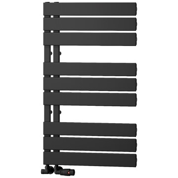 Reina Vada Black Flat Panel Designer Heated Towel Rail - Aluminium