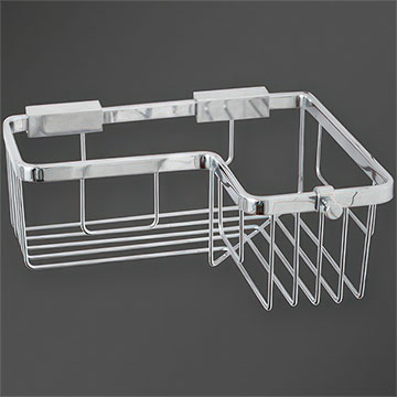 Miller Signature Wall Mounted Chrome Angled Corner Shower Basket - 250 x 200mm