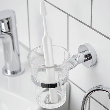 Miller Bond Wall Mounted Clear Glass Tumbler and Holder