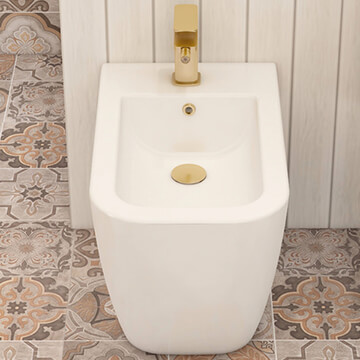 IMEX Essence Contemporary Back To Wall Floorstanding White Bidet - 360 x 400mm
