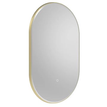 Tavistock Oxygen Brushed Brass Oval Backlit Illuminated Mirror with Heated Pad - 500 x 800mm